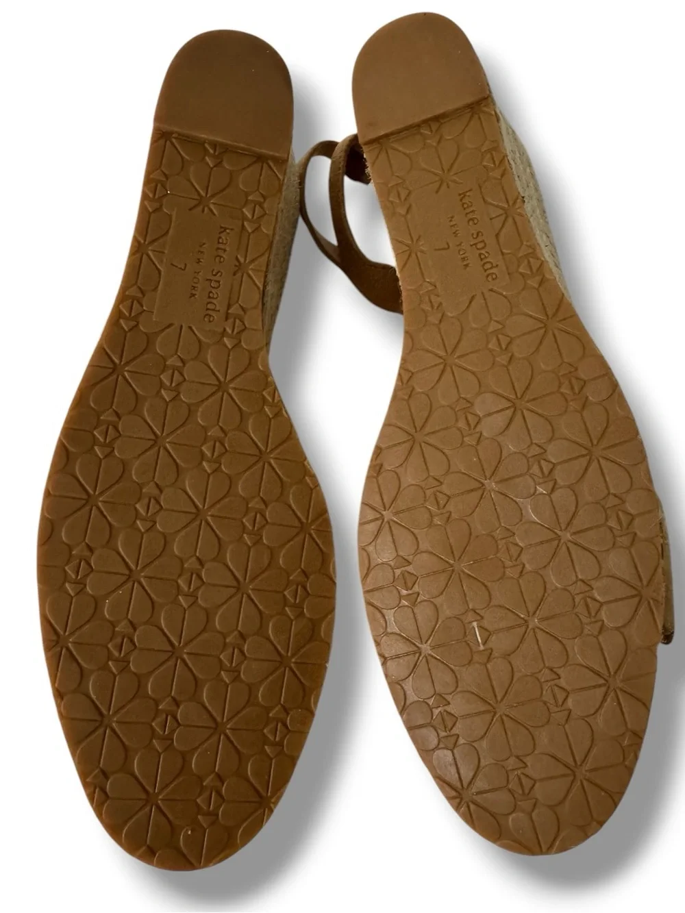 Kate Spade Theodora Espadrille Wedges Women’s 7 Tan Suede Scalloped Sandals